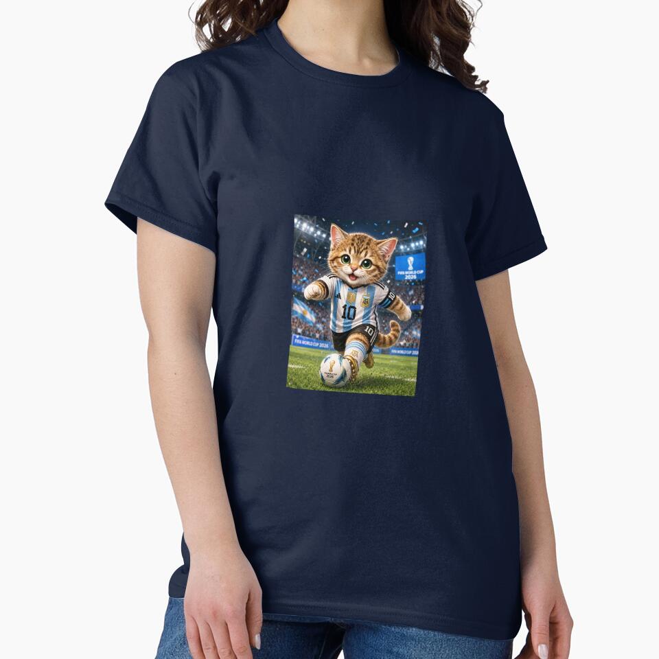cat playing football wearing Messi's jersey by PasoaPaso2025