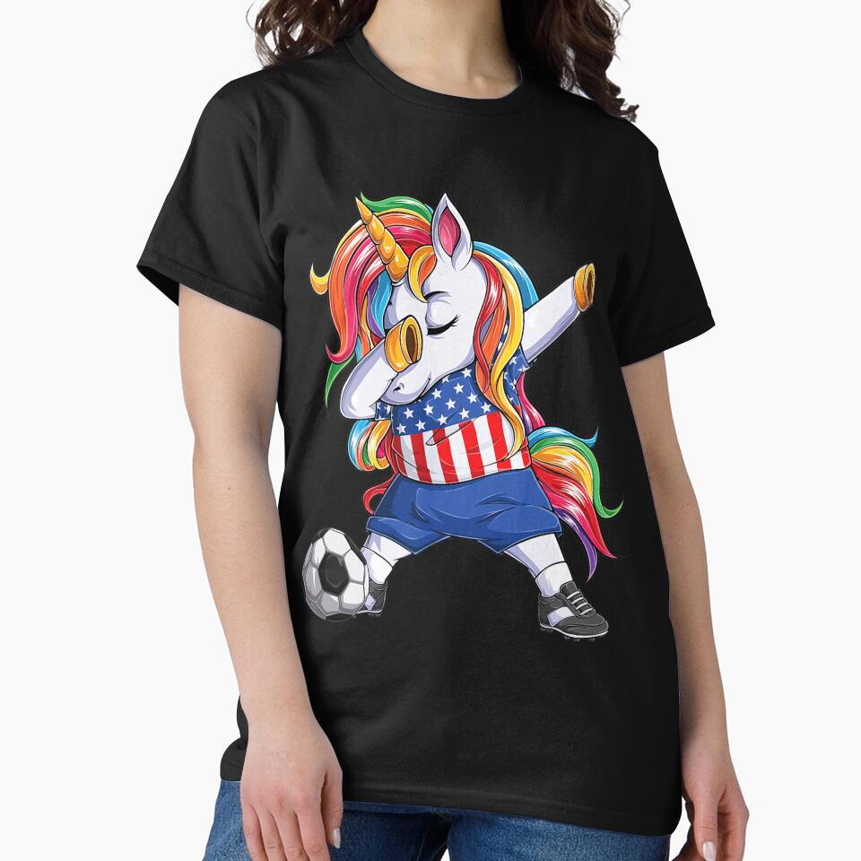 Dab Unicorn United States Football Soccer Jersey US Flag Kid by nonstopnightlif