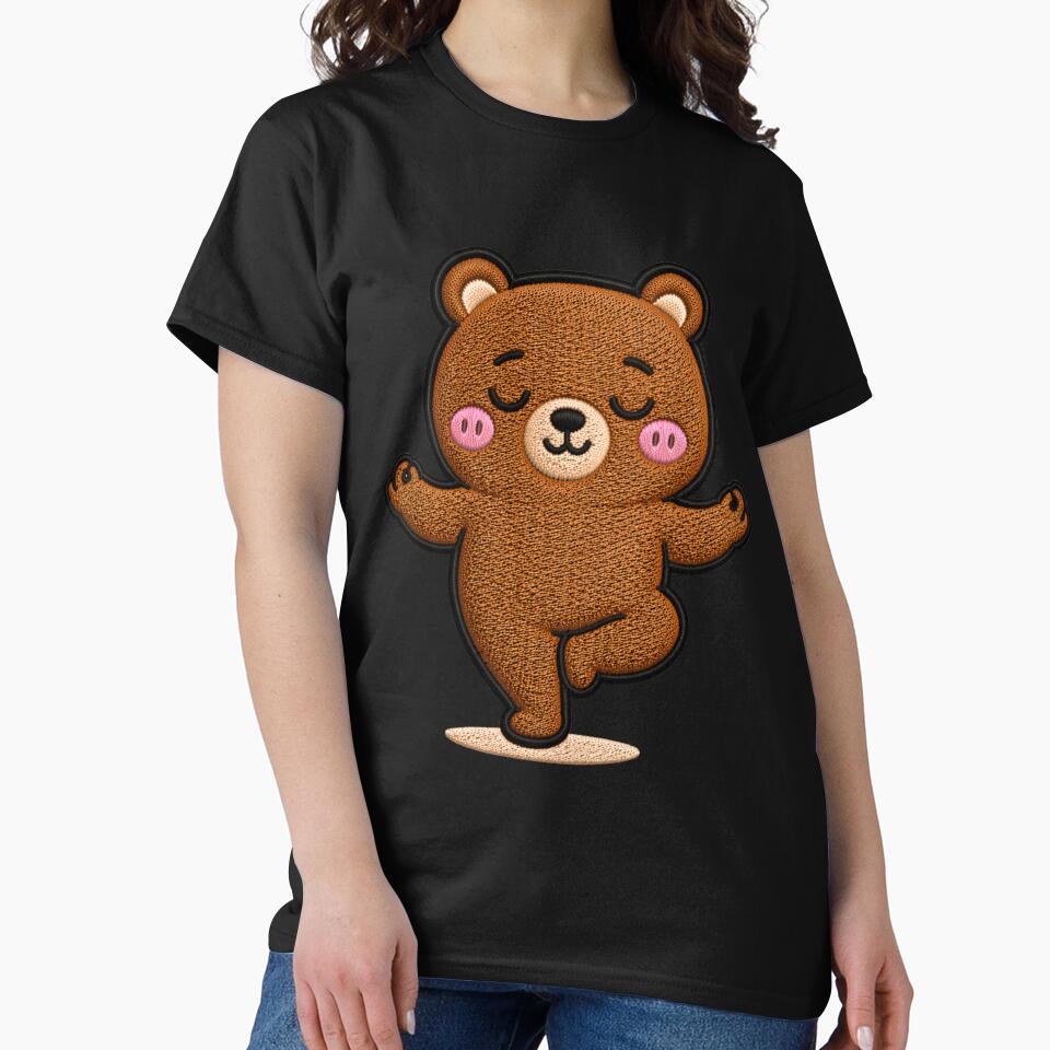 Cute Yoga Bear Embroidery Style – Kawaii Meditating Balance Pose Animal Sticker, Calm Zen Aesthetic Design by ColorSplash123