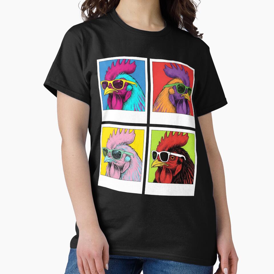 Cool Photobooth Rooster Sunglasses Retro Sketch Art by MTRBSK11