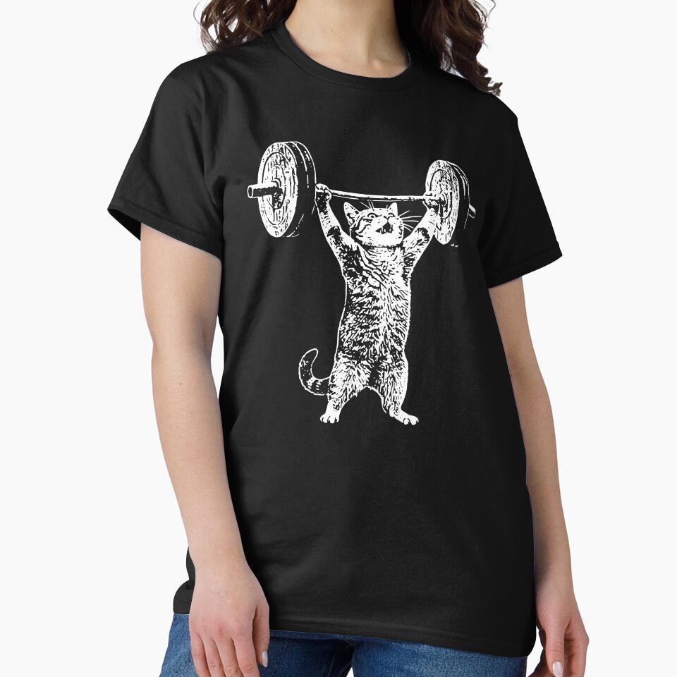 Vintage Retro Weight Lifting Gym Cat Deadlift Funny by Sossima Art