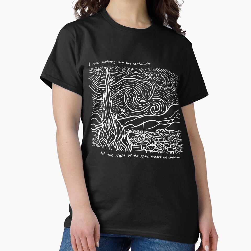 Vincent Van Gogh Starry Night Line Art by Bias Print Co.