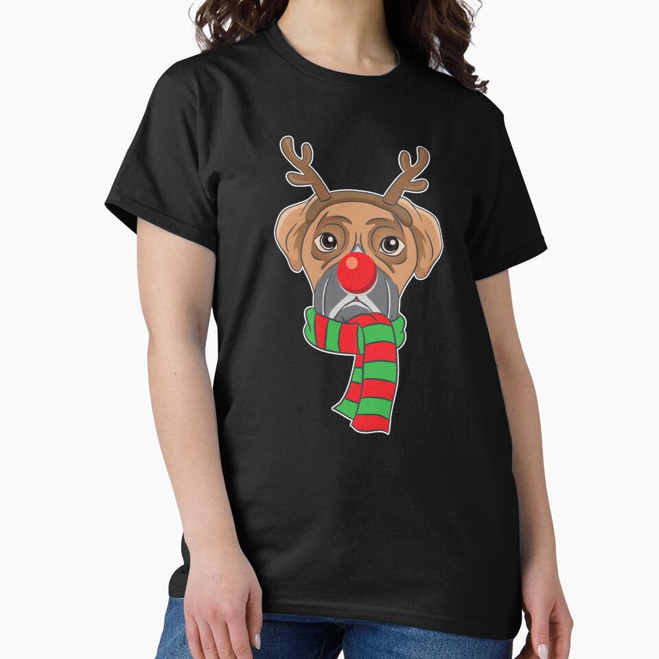 Funny Christmas Dog Xmas Reindeer Boxer Holiday Gift by haselshirt