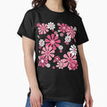 1960s Retro Flowers in Pink and White - Mod Abstract Classic T-Shirt Hoodie, Sweatshirt | CoreVibeTees.com