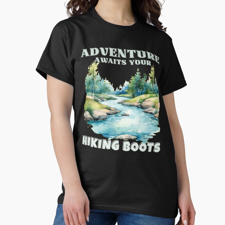 Adventure Awaits Your Hiking Boots Breathtaking Scenery Classic T Shirt Hoodie, Sweatshirt | CoreVibeTees.com