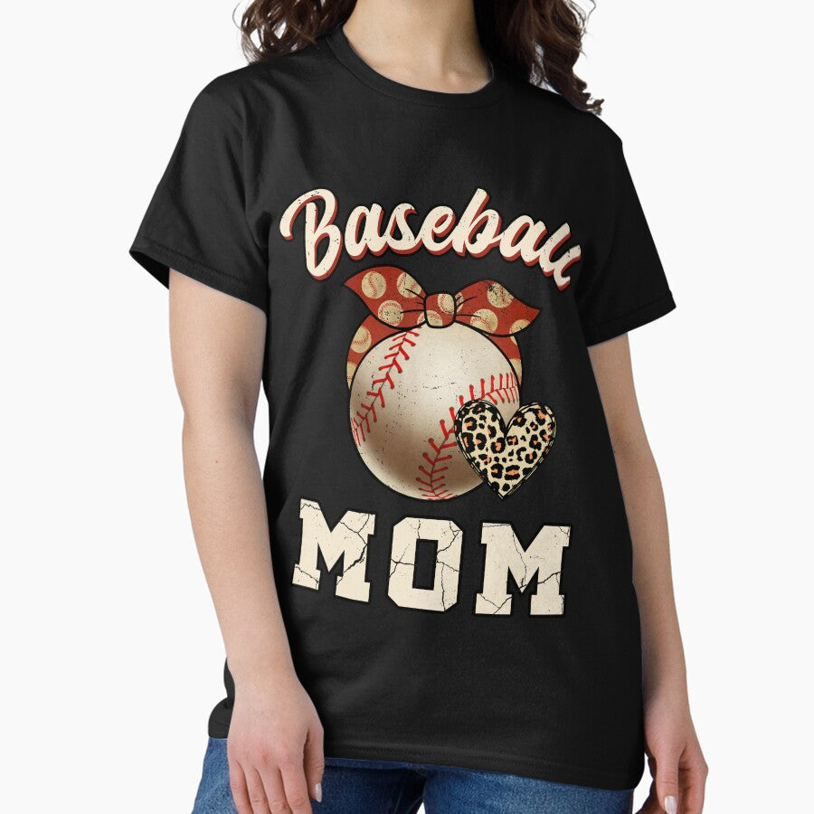 Baseball Mom Leopard Baseball Player Mother's Day Classic T-Shirt Hoodie, Sweatshirt | CoreVibeTees.com