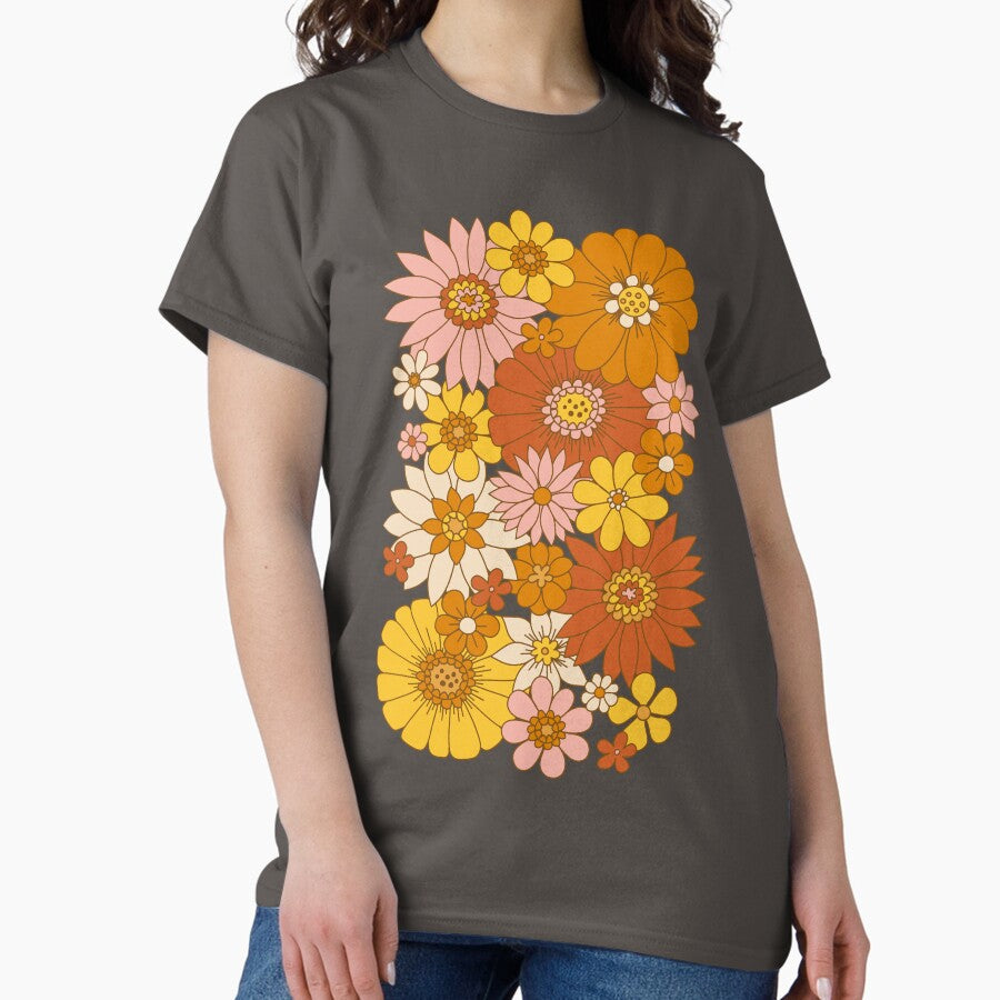 60S Retro Daisy Floral Classic T Shirt Hoodie, Sweatshirt | CoreVibeTees.com