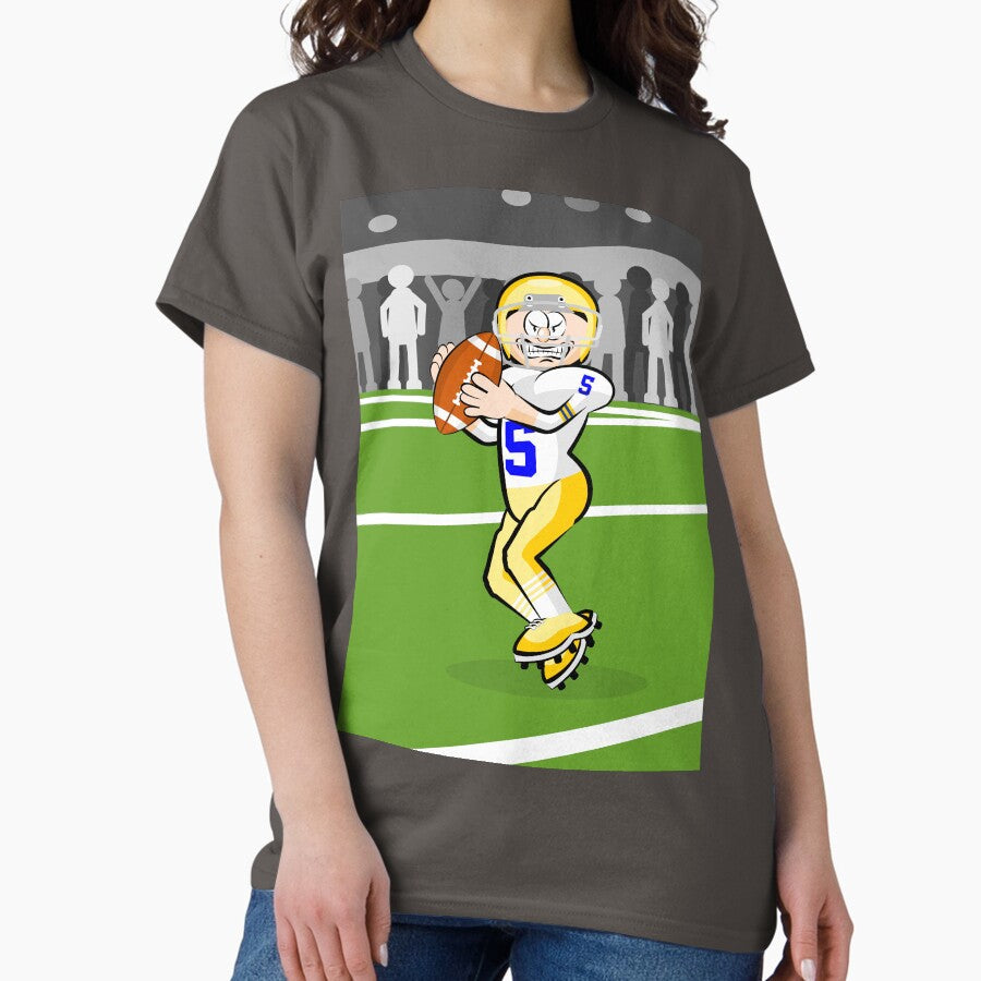 American football player with ball in hand ready to throw a pass Classic T-Shirt Hoodie, Sweatshirt | CoreVibeTees.com