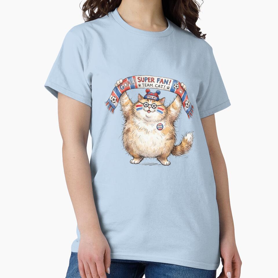 Funny Fluffy Cat Soccer Super Fan holding Goal Scarf Art by BreezifyDesignStudio