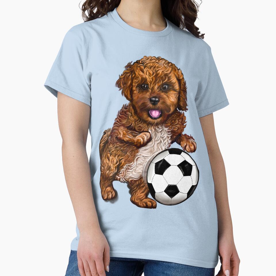 Cavapoo football dog - Soccer playing Cavoodle puppy cavalier king charles spaniel poodle by Artonmytee