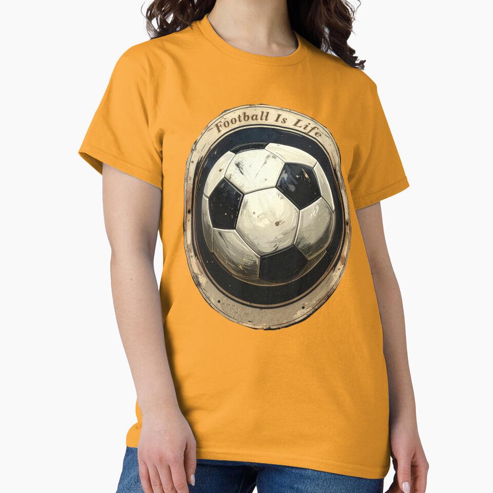 Football is life vintage soccer ball emblem distressed aged badge retro football crest sports art by icemanphotos