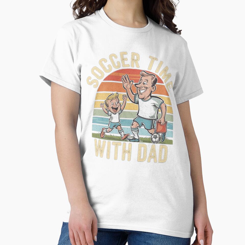 Soccer Time with Dad Vintage Family Bonding Art by love3617
