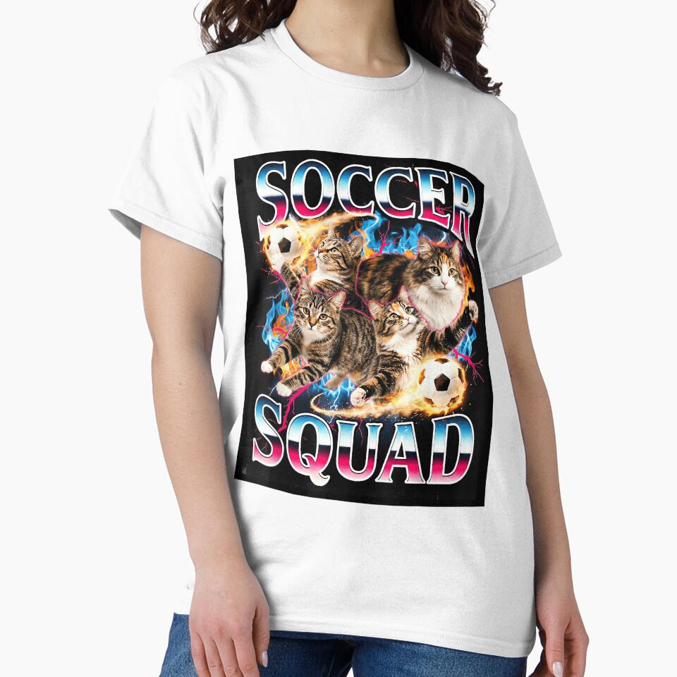 Soccer Squad Funny Cat Meme Retro 90s Bootleg Graphic Tabby by PaulTSchafer