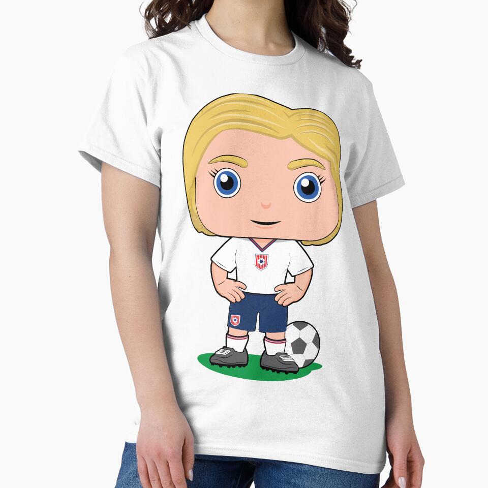 Cute soccer girl player illustration in Blue white kit by essjaydesigns