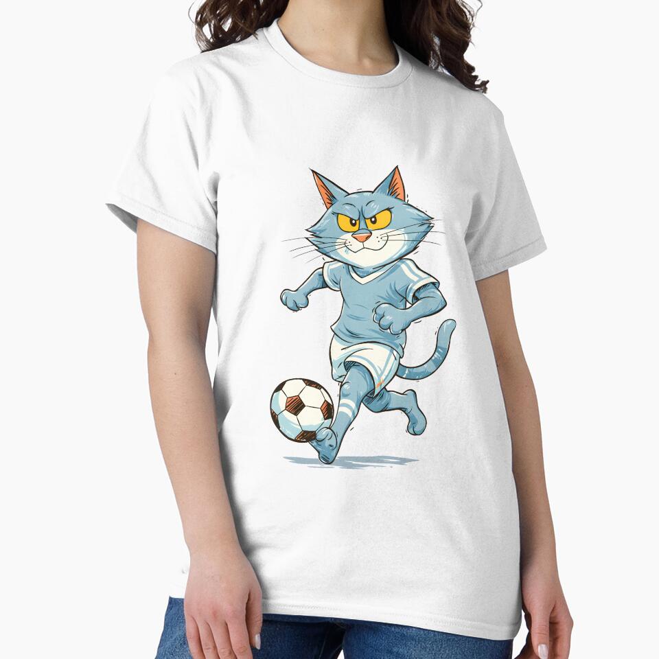 Funny Soccer Cat – Cartoon Football Cat Illustration by Rosomyat Design