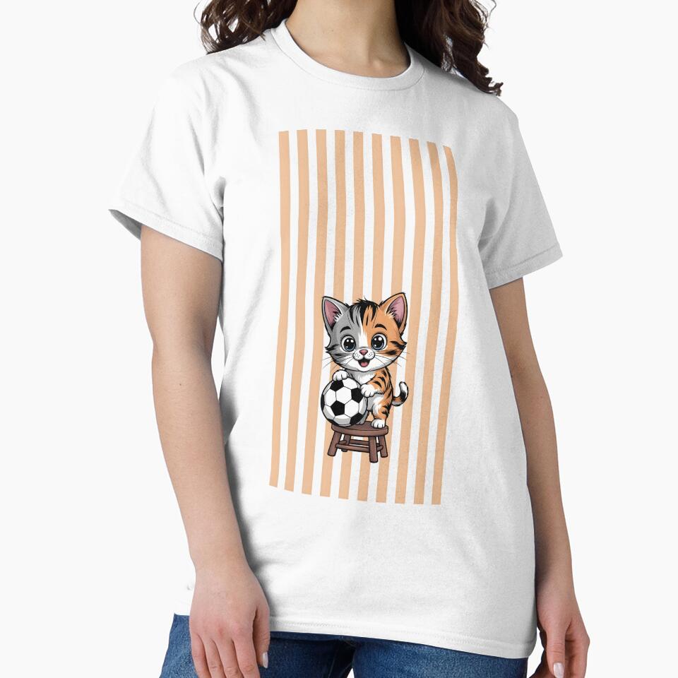 Cute Soccer Cat – Kawaii Kitten Playing Football Cartoon by zazastore