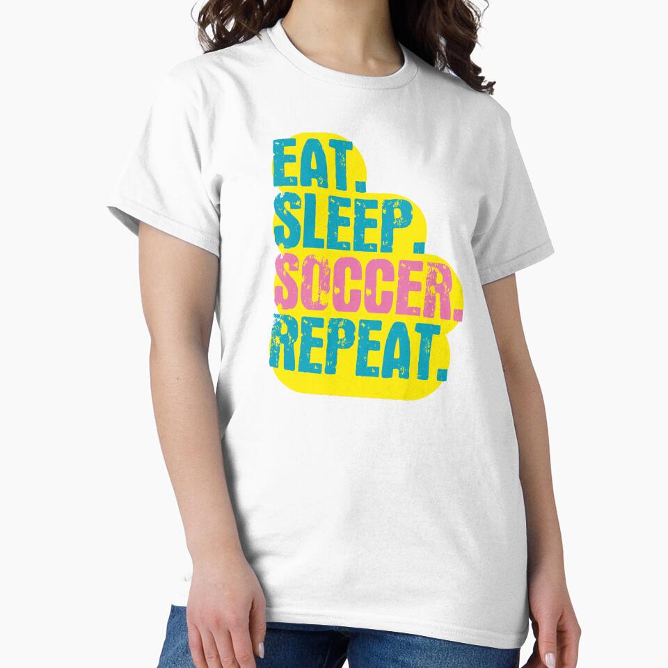 Eat Sleep Soccer Repeat - Funny Retro Vintage Colors Typography Satire by FunnyHomeQuotes