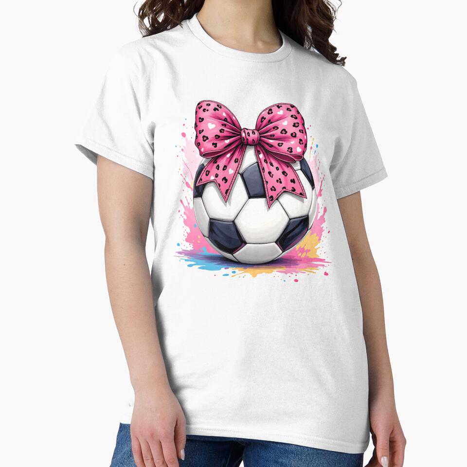soccer ball white pink bow by jkrphoto