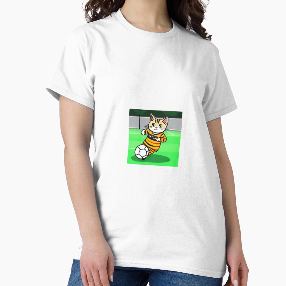 Drawing of a cat playing football soccer by cesavision