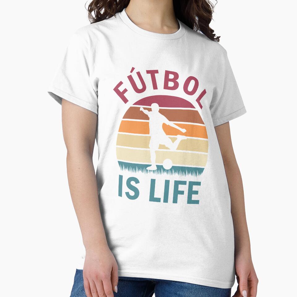 Fútbol Is Life Football and Soccer Lover Vintage Retro Sunset by Scratches Tees