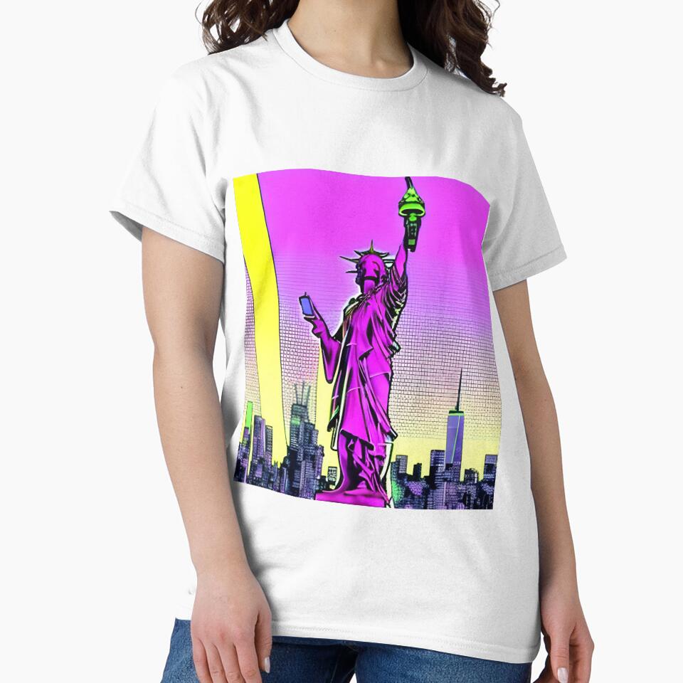 modern retro style statue of liberty by imagenia