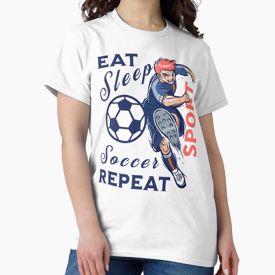 Eat Sleep Soccer Repeat Anime Boy Manga Sports Design by Abaseen