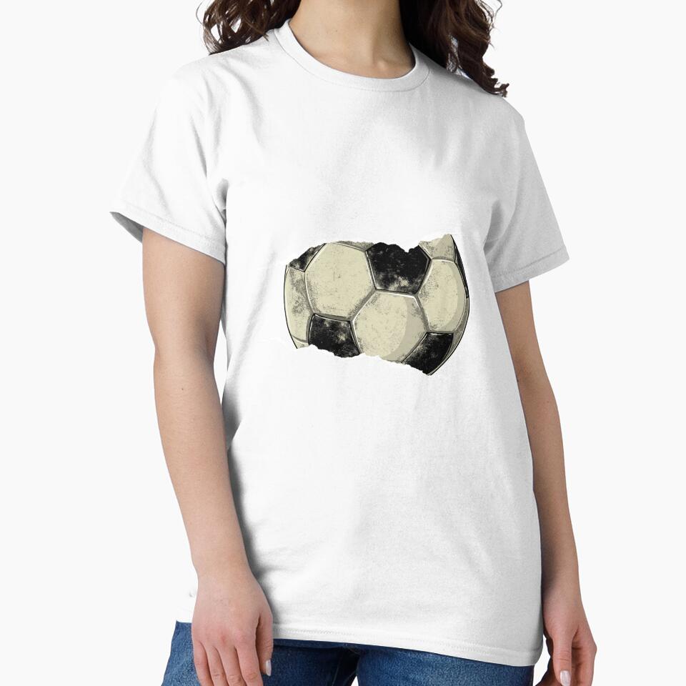 Vintage Soccer Ball Breaking Through Torn Paper by PMSNshop