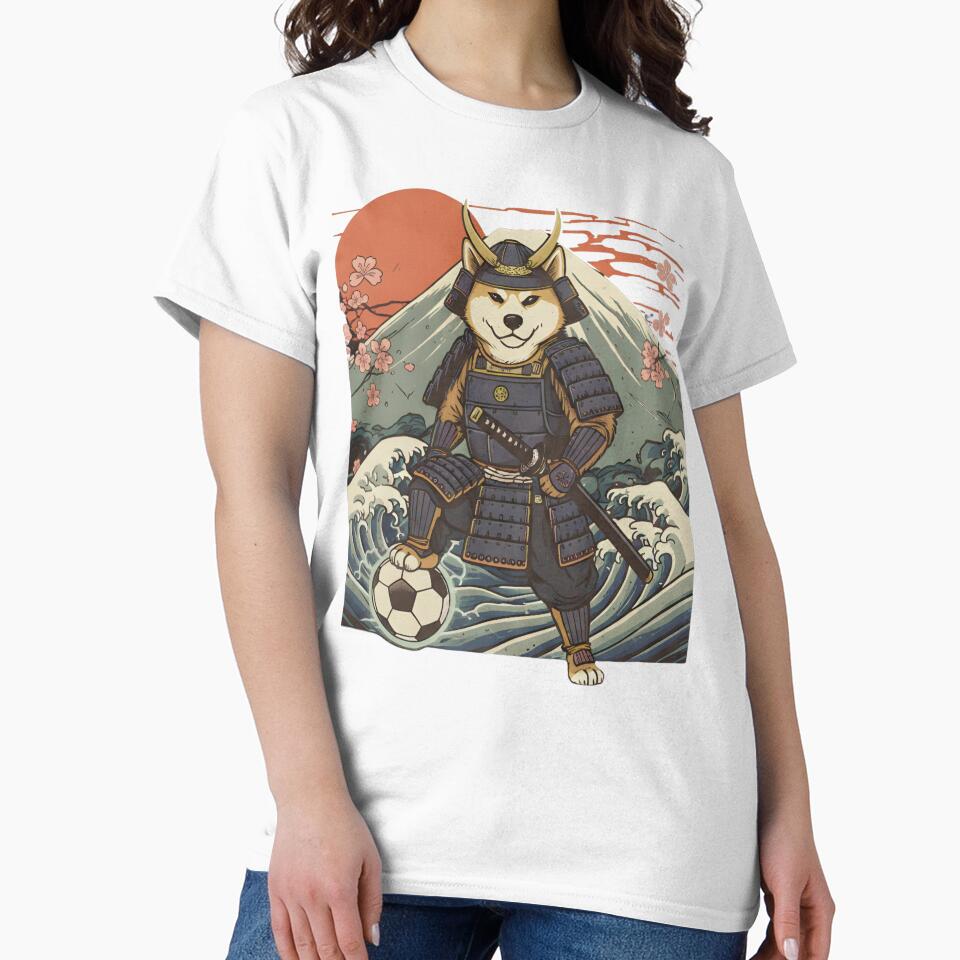 Vintage Shiba Inu Samurai Soccer Player Japanese Ukiyo-e Art - Football Fan - Game Supporter Japanese Team by BeaverFriends