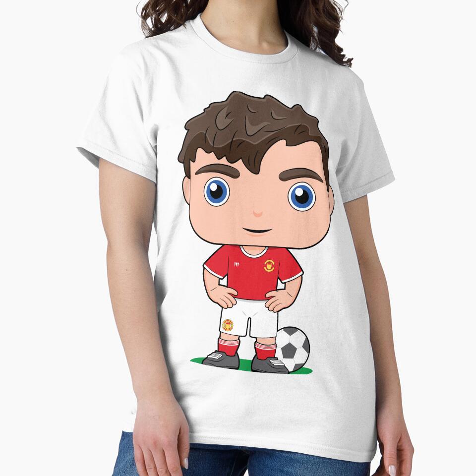 Cute soccer boy player illustration in red kit by essjaydesigns