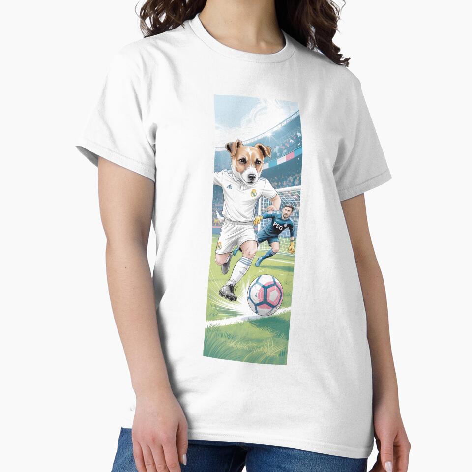 Fun Dog Playing Soccer Vs Goalie Cartoon Art By Merch, Limited Edition by COOPERFRINK
