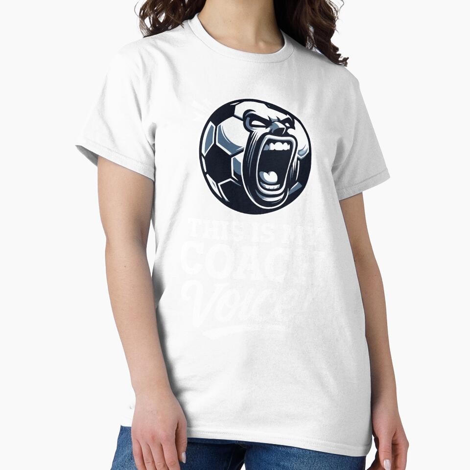 This Is My Coach Voice Funny Yelling Soccer Ball Design by Victor Shadehorn