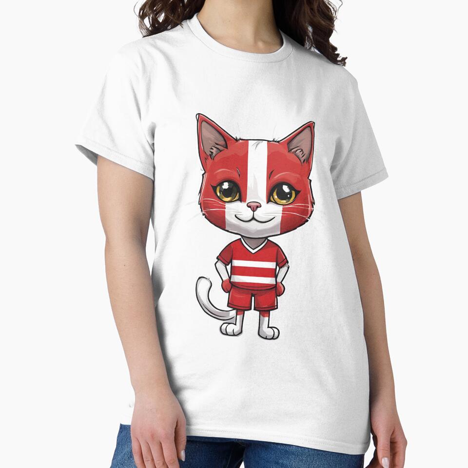 DENMARK Sports Team: a Cat wearing colours of Danish Flag Dannebrok D25 by PerfectDay2Play