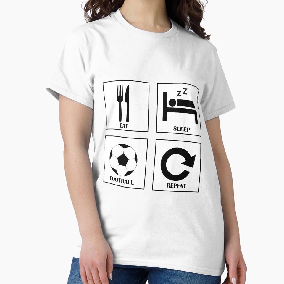 Eat Sleep Football Repeat Player Gift white color by Panya-Design