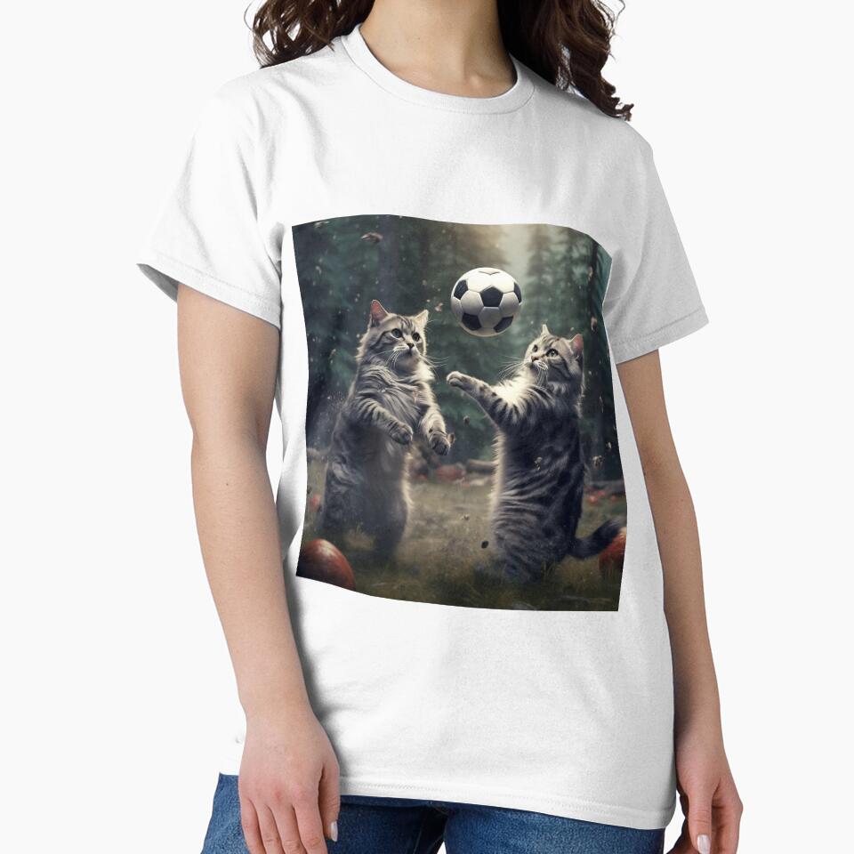 Two American Longhair Cats Are Playing Soccer by BDMeow