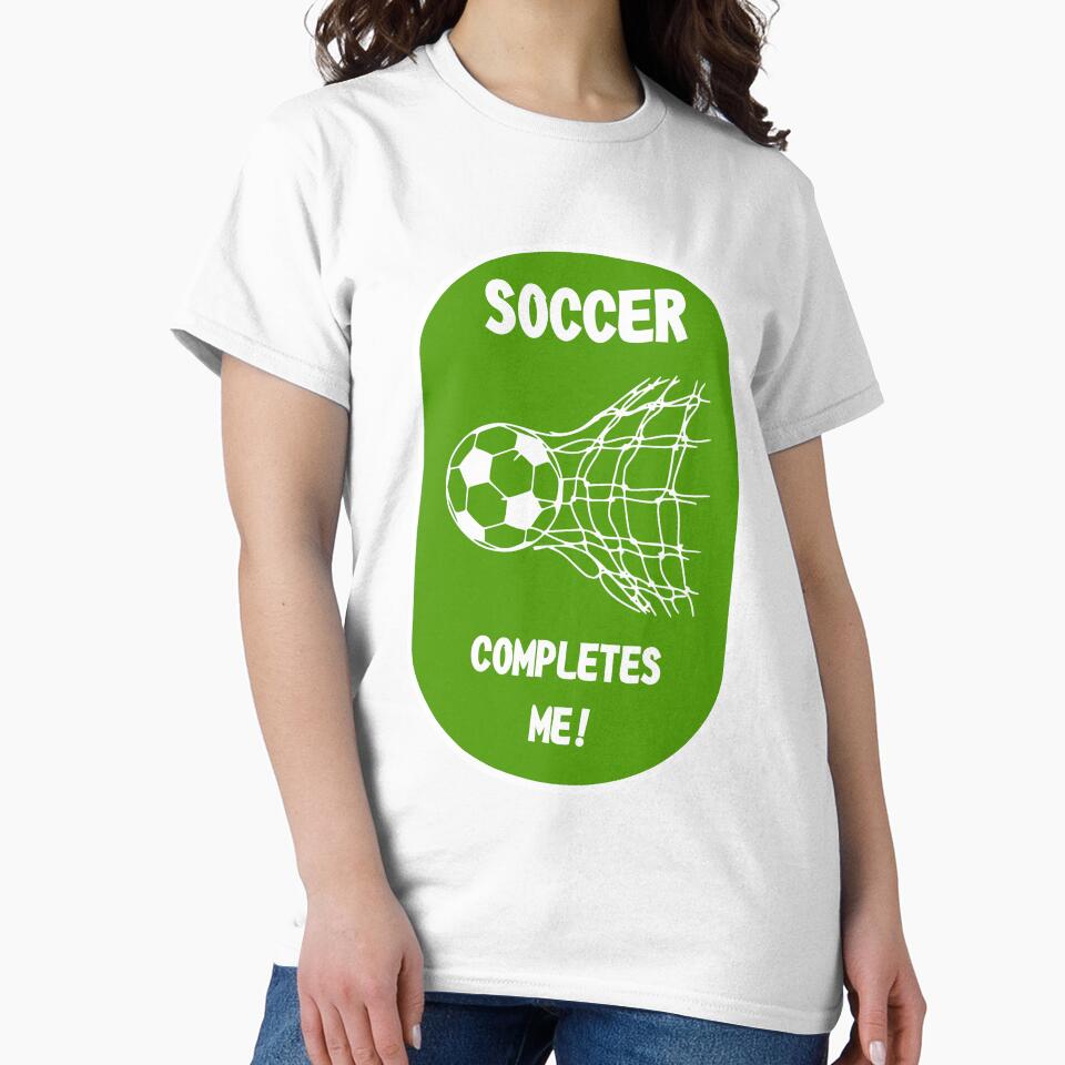 Soccer Completes Me / Football Design on a Green Background by ThisNThatImages