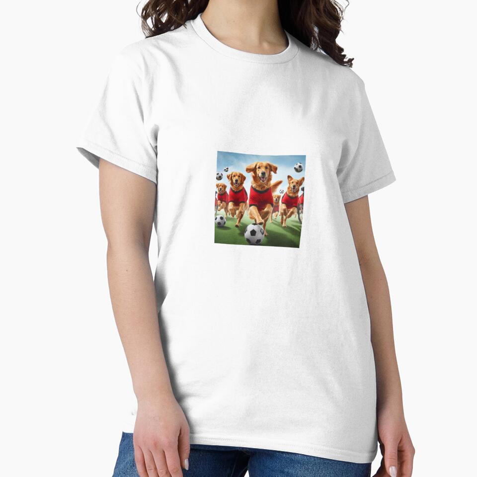 Golden Retrievers love football too! Soccer and Dog Lovers - Liverpool, Manchester United, Arsenal, Nottingham Forest - Any dog, any colour by Humour House Designs