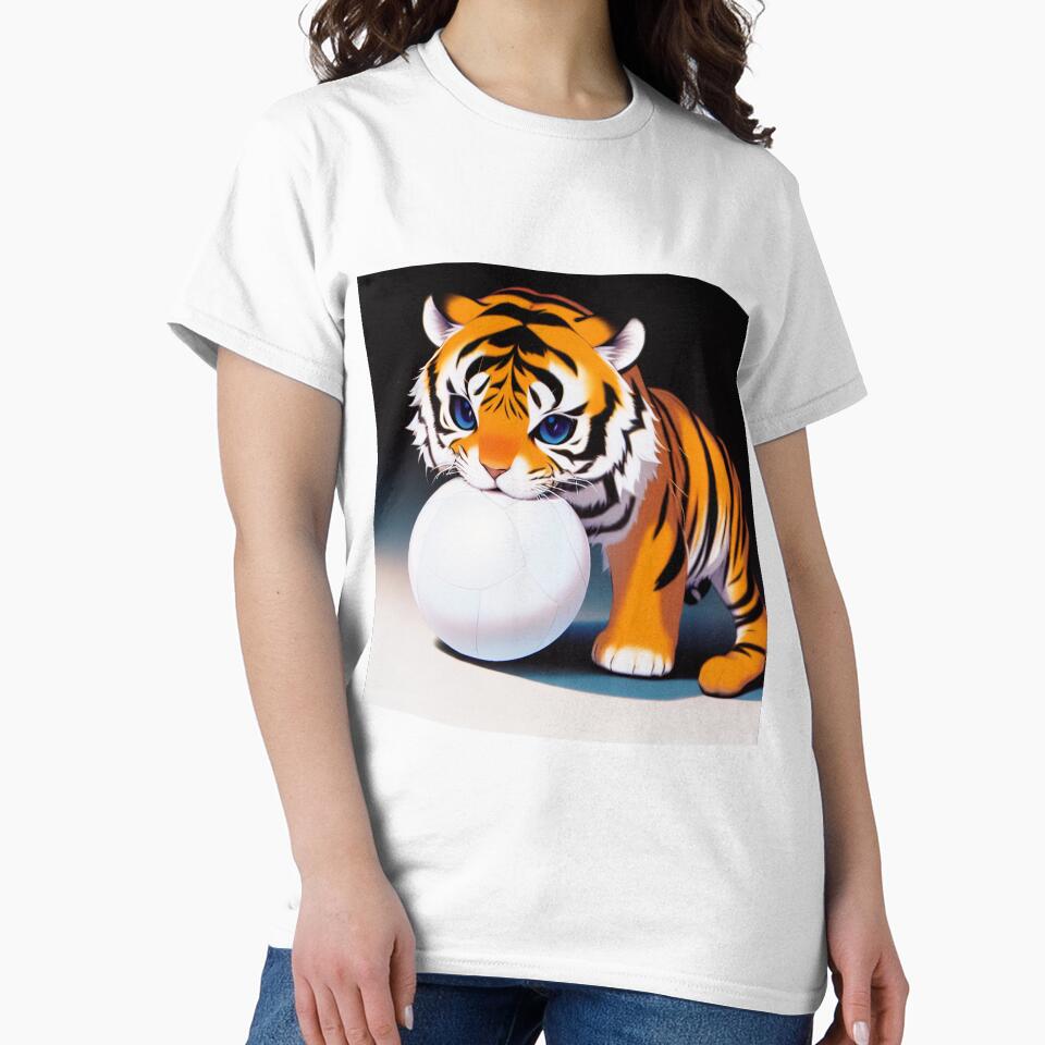 Cute Baby Tiger Playing with Soccer Ball by BAYFAIRE
