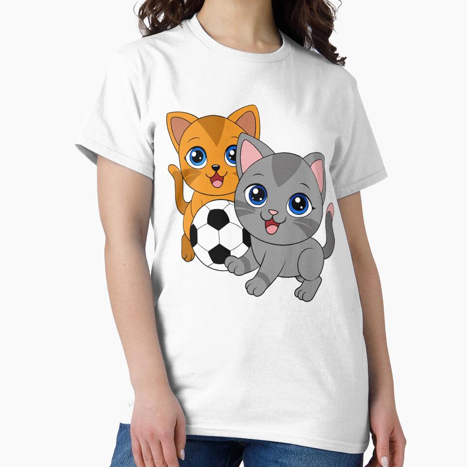Tow funny kitten plays with a soccer ball. by vamskul