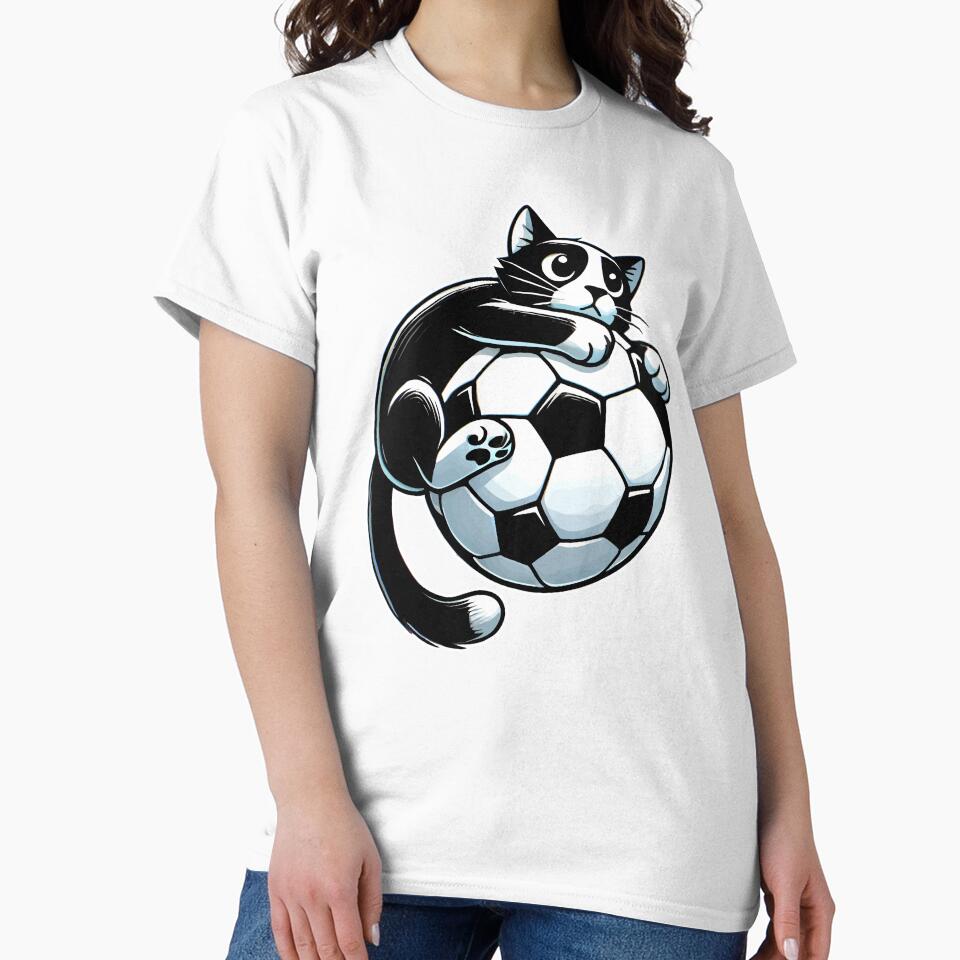 Black Cat Soccer Flying Football by nameonshirt