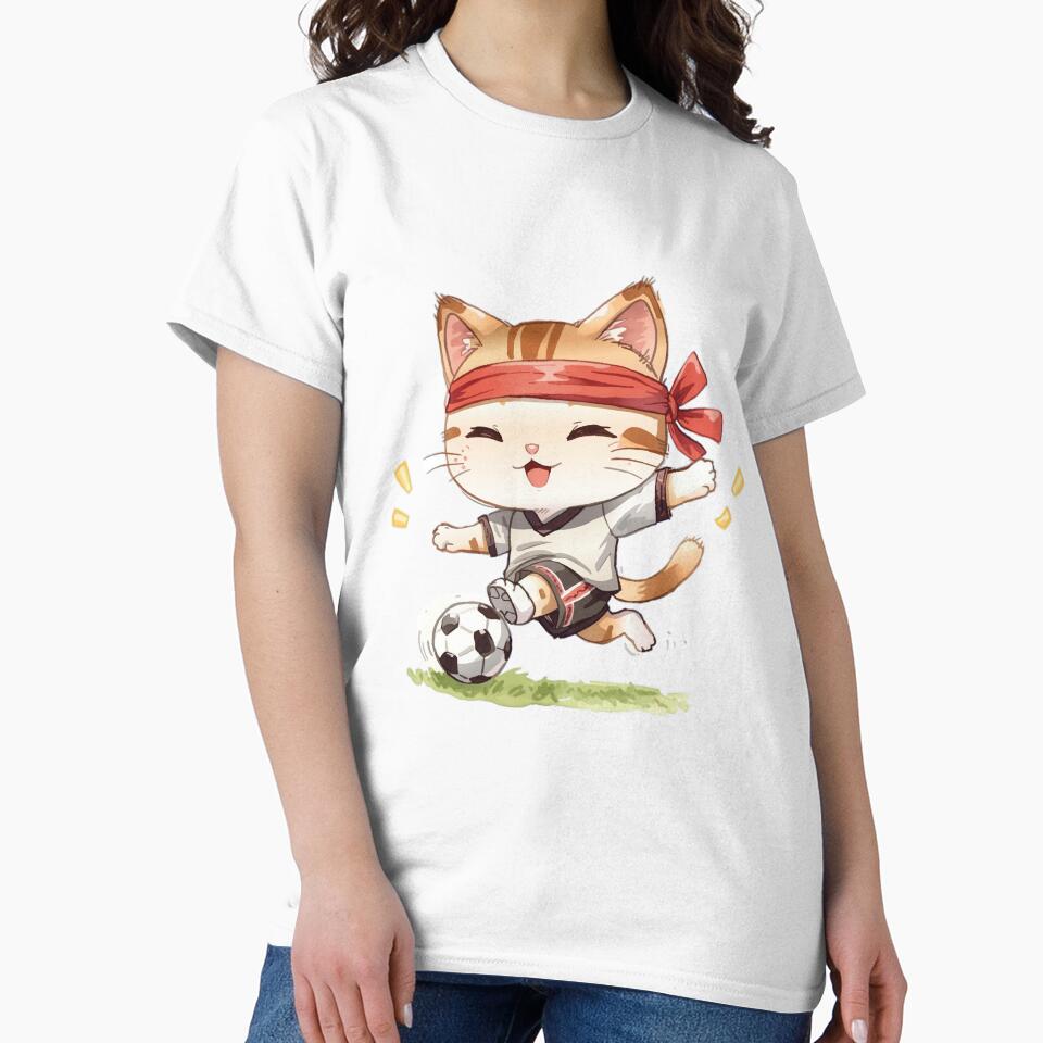Adorable Cat Playing Football – Cute Sports Illustration by MarWachaN