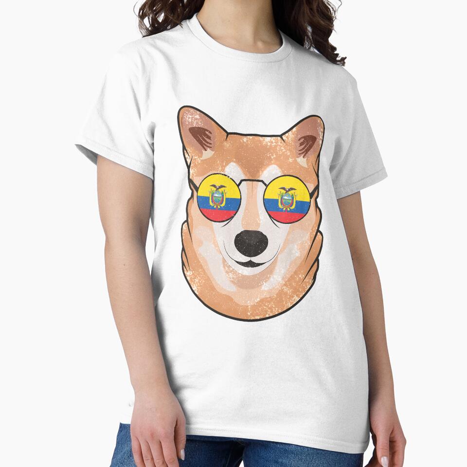 Vintage Patriotic Shiba Inu Ecuadorian Flag by feether-store
