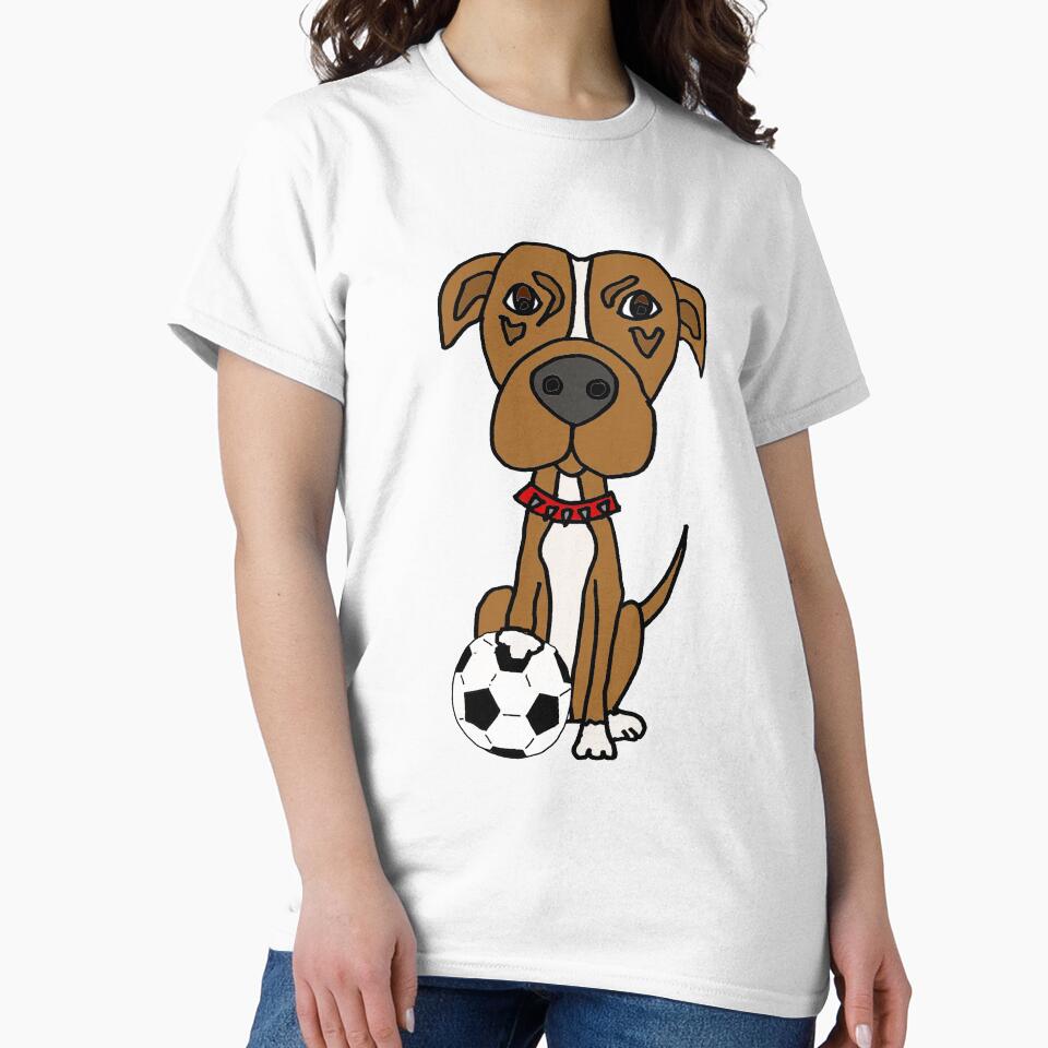 Funny Pit Bull Dog Playing Soccer by Nature's Fancy