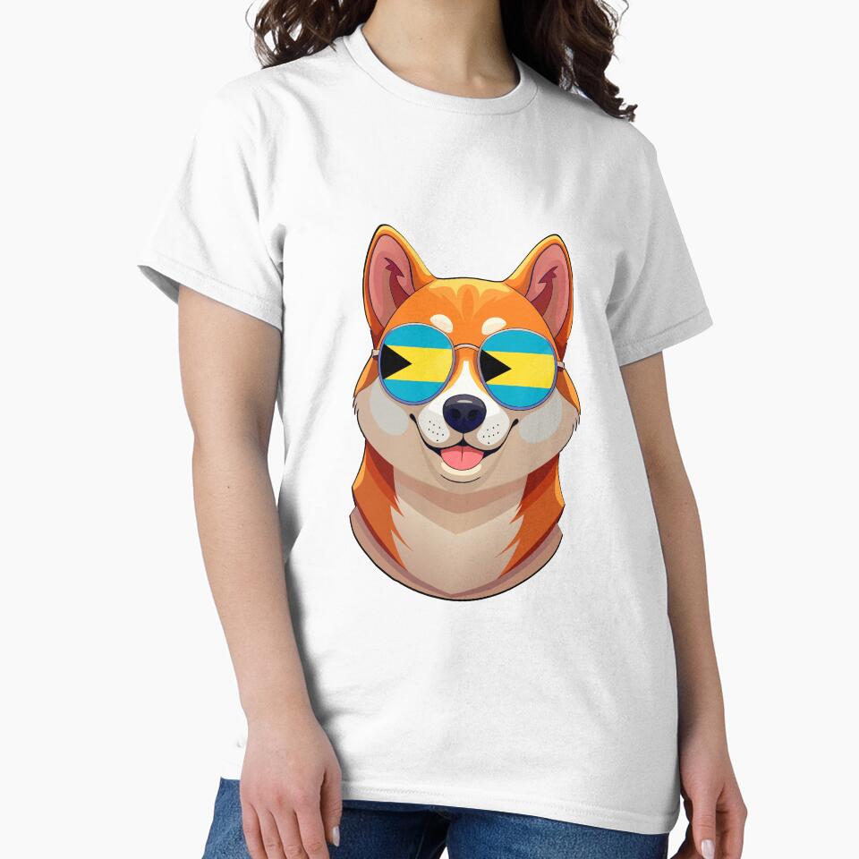 Vintage Patriotic Shiba Inu Bahamian Flag by DreamBrushy