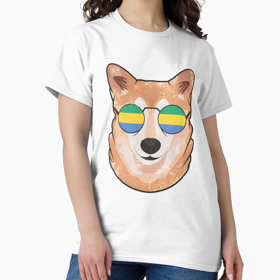 Vintage Patriotic Shiba Inu Gabonese Flag by feether-store