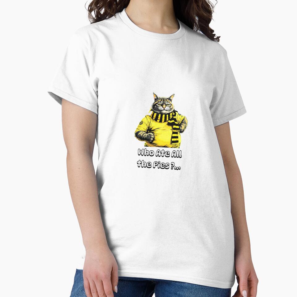 Who Ate All the Pies Cat T-Shirt by Volkicetin