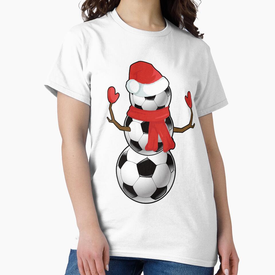Funny Christmas Soccer Balls Snowman TShirt by MerchK1ng