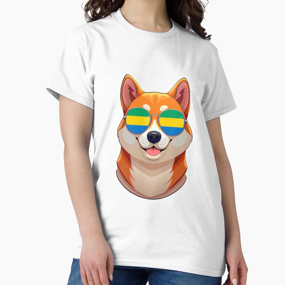 Vintage Patriotic Shiba Inu Gabonese Flag by DreamBrushy