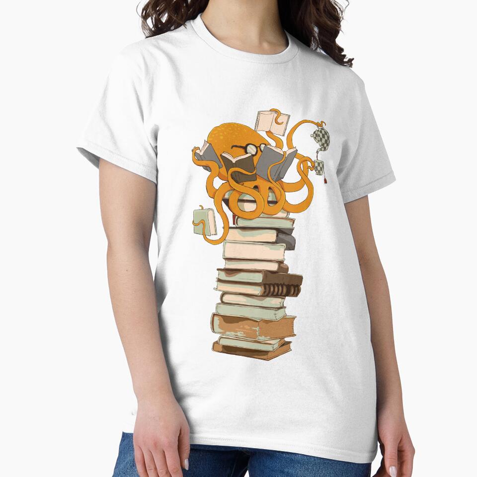 Reading Octopus, tea, coffee and books gift by dogeatdoug