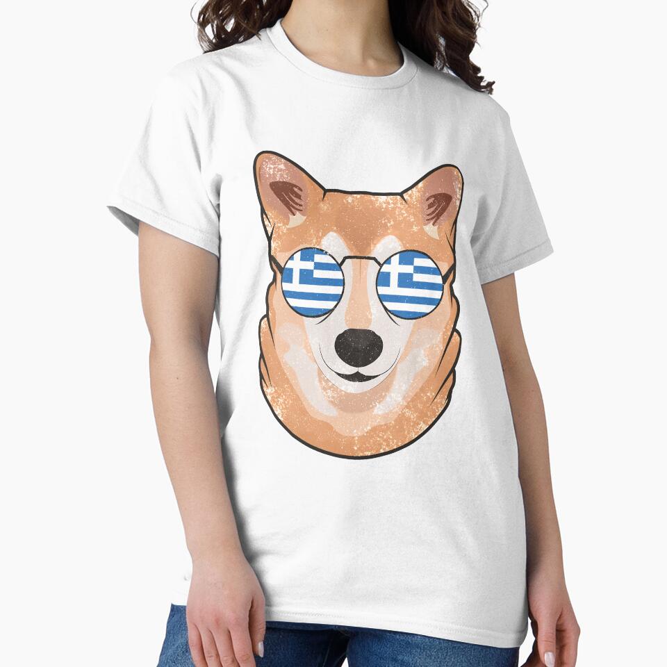 Vintage Patriotic Shiba Inu Greek Flag by feether-store