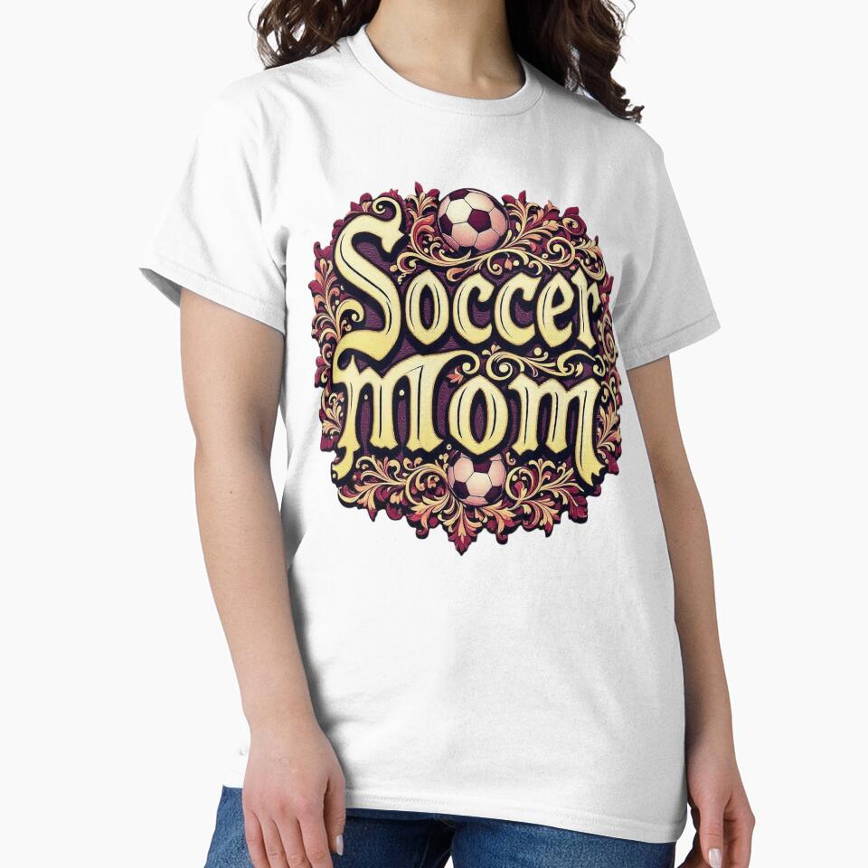 Regal Soccer Mom Emblem | Elegant Maroon Gold Football Art by TheGaliyaStudio